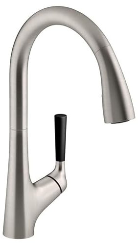 JACOB DELAFON Grifo de cocina sin contacto Ducha antical extraíble con 2 jets y caño giratorio 360º Ahorro de agua Maneta personalizable (incluye 3 colores) Color Cromo MALLECO E77748-CP