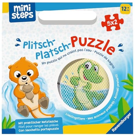 Ravensburger ministeps 4589 Plitsch-Platsch-Puzzle Lieblingstiere - Outdoor- & Badespielzeug, Spielzeug ab 1 Jahre, inklusive praktischer Netztasche