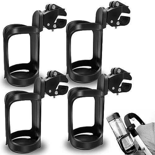GZqiancang 4 Pièces Porte Bidon Vélo, 360 Degrés de Rotation Porte Gourde Velo pour Chariots, Vélos de Montagne, Déambulateurs, Fauteuils Roulants (Noir)