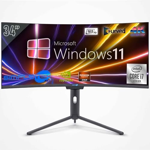 SIMPLETEK - PC ALL in ONE 34 4K Wide 165Hz Core i7 12° Gen | Windows 11 | 64GB RAM SSD 2TB | Dedizierte RTX 4060 GPU 8GB | Integrierte Webcam 5MP Gaming Computer WiFi6