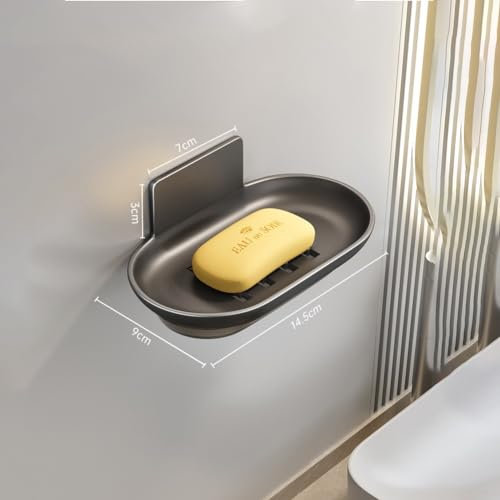 Carpango Aluminium Seifenschale Halter, Seifenhalter mit Abfluss, Wand Seifenschale (schwarz)