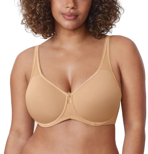 Delimira Women's Support Bra Padded Plus Size Underwired Full Cup T Shirt Seamless Bra Natural 38D