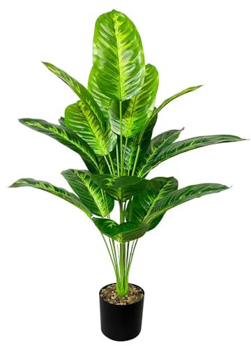 AIVORIUY Kunstpflanze im Topf Groß Künstliche Pflanzen Plastik Palme Fake Palmenpflanze Deko für Wohnzimmer Balkon Schlafzimmer Büro Badezimmer (80cm Tropischer Paradiesvogel)