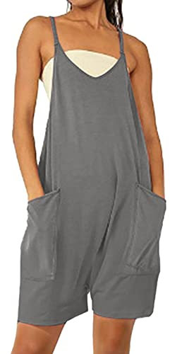 Asija Sommer Jumpsuit Damen Jumpsuit Kurz Elegant Overall Lose Kurzarm Einteiler Latzhose mit Taschen Romper Klassisch Streifen Sommerhose Frauen Shorts Overall Damen Arbeitslatzhose Schwarz Rosa Rot