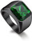 Bandmax Ringe für Herren Siegelring Ring Grün Edelstahl Bandring Ring Schwarz Größe 67mm Ring mit grünem Stein 12MM breit Herren Schmuck Accessoires