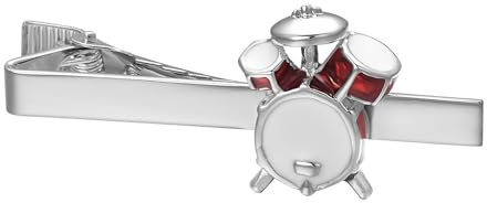 RunootPR Krawattennadel Silber Trommel Krawattenklammer Personalisiert Musik für Herren Hochzeit Geschäft Parteien Herrenschmuck mit Geschenkbox