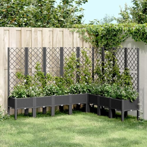 ShGaxin Fioriera con traliccio PP nero 200x160x142 cm, Giardino Urbano Terrazza, Fioriere Esterne, Giardinaggio Fioriere, Tavolo da Coltivo, Giardino In Casa - 367943