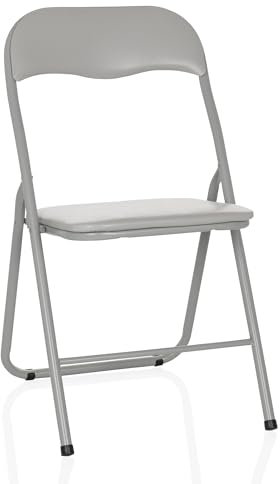 hjh OFFICE Klappstuhl gepolstert TUDELA Basic Besucherstuhl Faltstuhl klappbar, bis 120kg belastbar, Grau