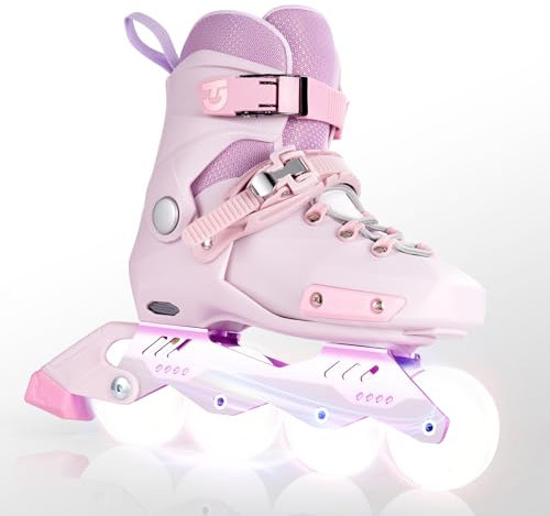 SWAY Adjustable Inline Skates for Kids, Teens and Adults, All Wheels Light Up High Performance Roller Skates for Boys and Girls Ideal for Roller Skate (Purple, Large-Youth & Adult(4-7 US))