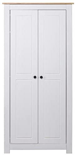Willood Kleiderschrank Weiß 80x50x171,5 cm Kiefer Massiv Panama Dielenschrank Garderobenschrank Kiefer Schlafzimmerschrank Schrank Holzschrank