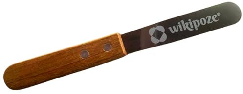 WIKIPOZE Spatule Cire Épilation en Acier Inoxydable avec Manche en Bois - Idéale pour Chauffe Cire et Usage Culinaire - Spatule Réutilisable Résistante, Précise et Multifonctionnelle