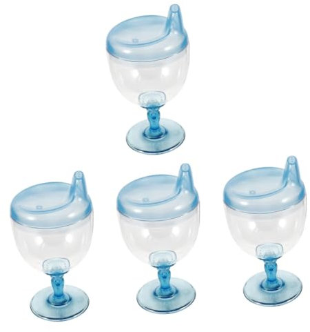 Hoement 4 Pz Calice Tazza Per Bambini Tazza Da Vino Per Bambini Sorso Biberon Tazze Per L'alimentazione Del Bambino Tazze Per Sorseggiare Vino Per Bambini Tazza Per Neonati Blue Plastica