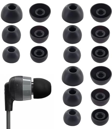 9 paia di gommini di ricambio in silicone, con foro di riduzione del rumore, per auricolari di diametro da 4,5 mm a 6 mm, 3 diverse dimensioni (S/M/L)