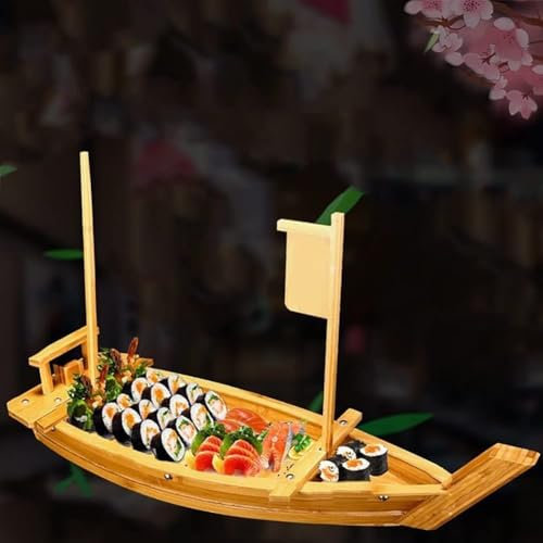 Vassoio da portata in legno in stile giapponese a forma di barca per sushi, grande piatto per sashimi per frutti di mare, ristorante o uso domestico, 60 x 21 cm