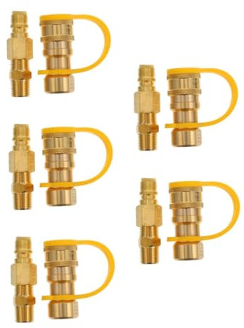 Milisten 5 Pz Connettore Forno bombola Gas Connettore Connettore per bombola Gas Raccordo per bombole del Gas Tubo del Gas Naturale Tubo del riscaldatore a Gas Ottone Golden