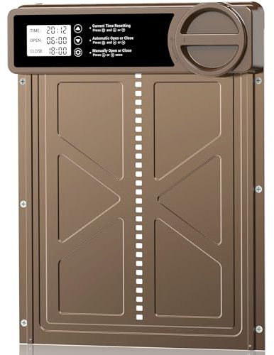 INNOLAND Porte Automatique Poulailler - Grande avec Minuterie du Soir/Matin, Porte Poulailler Automatique en Alliage d'aluminium, Porte Poulailler Anti-pincement Fonctionne à Piles