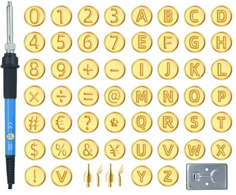 Tampons à lettres brûlant du bois, lettres brûlantes du bois - Kit de gravure de l'alphabet - Outil de tampon à chaud, symboles, chiffres, outils de bricolage pour brûler du bois et sculpter
