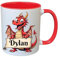 Personalised Gift Mug - Cute Welsh Dragon Design (Add Your Name Here!) (RED)