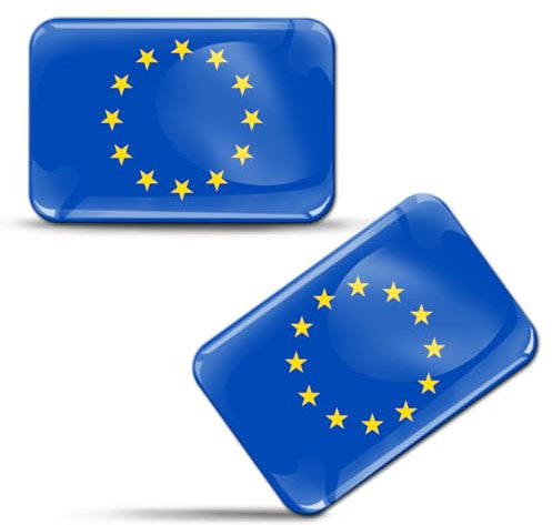 Biomar Labs 2 x 3D Europäische Union Flagge gewölbt Silikon Aufkleber EU Flagge Decals für Auto Motorrad Helm F 244 Neu