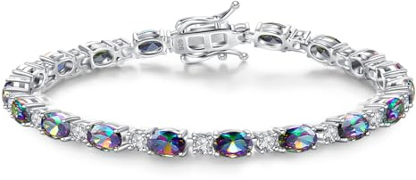 FANCIME Tennis Armband Damen 925 Sterling Silber | Geburtsstein Geschenk, Schmuck für Damen Mädchen, Länge 19 cm
