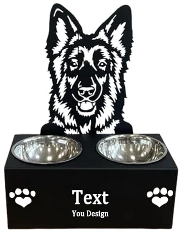 Personalised Dog Bowl – Non-Slip Elevated Pet Dish with Engraved Design | Small, Medium, Large Sizes | Durable Food & Water Bowl for All Breeds (German Shepherd)