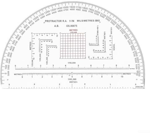 Goniometro per navigare mappe, 0 6400 miglia e scala 0 360 gradi, strumento educativo essenziale per lezioni di geografia (MP-3)