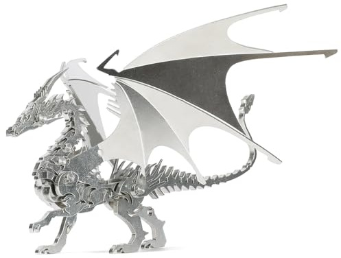 Kolotesame Mythischer Feuerdrache, 3D-Metallpuzzle-Modell für Erwachsene, Drachen-DIY-Baumodellbausatz, Fantasy-Wyvern-Kreaturenfigur für Gamer oder Schreibtisch-Metalldekor
