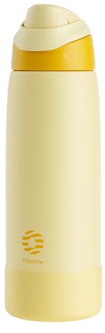 Fjbottle Botella Agua Acero Inoxidable 1L, Térmica con Botón y Funda | 24 h frío, apertura con un botón y cierre hermético; apta para lavavajillas, con funda de silicona y cepillo.