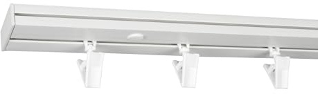 Print Cycero packaging Gardinenschiene 1-läufig 100cm - Vorhangschiene mit Vorhang Clips - Innenlaufschiene aus Kunststoff weiß - Schiene für Schiebevorhang - Komplettset mit Zubehör