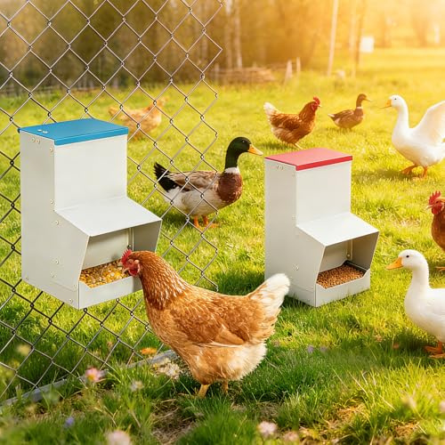 Futterautomat Hühner 10L Futterspender Metall-Futtertröge für Geflügel | Futternapf Aufhängbar für den Hühnerstall, Stark und Einfache Reinigung, Nicht Zusammenbauen