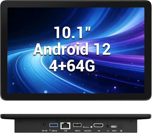 OuuOee Lüfterloser All-in-One Touchscreen-Computer RK3399, Industrie-Panel-PC 10,1 Zoll Robust Android 12, 4GB RAM, 64GB ROM, 1280x800 IPS