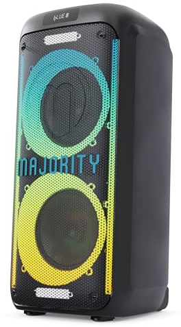 MAJORITY Portable Party Speaker & Karaoke Machine with Wired Microphone | Bluetooth, USB/SD MP3 Player | Mic Echo, Treble, Bass Boost | TWS Stereo, LED Lights | PA System Speaker Pulse P3