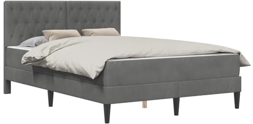 vidaXL Bettgestell mit Matratze Dunkelgrau 140 x 200 cm Samt, Stylische Schlafzimmermöbel, modernes Bett mit Matratze, weicher Rahmen, rechteckiges Design, einfacher Aufbau