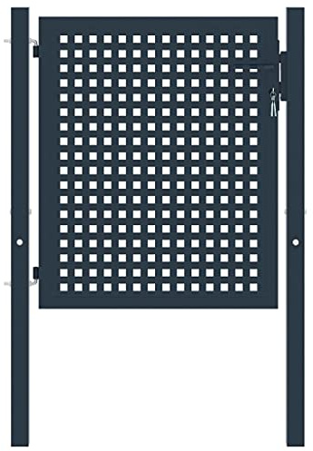 mtlskopl Zauntor Anthrazit 102x125 cm Gartentor aus feuerverzinktem Stahl, Metalltor einflügelig mit Schloss und Griff, robuste Gartenpforte für Zaunsysteme und Hof
