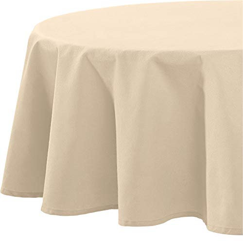REDBEST Tischdecke, Tischwäsche Uni Seattle, 100% Baumwolle beige Größe rund: 160 cm Ø - Robustes, glattes Gewebe, mit hochwertigem Kuvertsaum