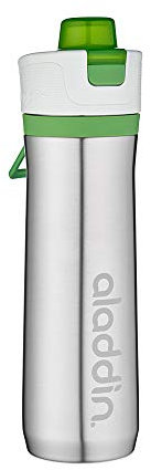Aladdin Active Hydration Botellas Termicas Agua Acero Inoxidable 0.6L Verde – Botella de agua Deportiva / Gimnasio Libre de BPA - Se Mantiene Fría 10 Horas - Apta Para Lavavajillas
