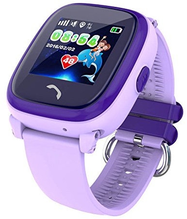 VIDIMENSIO GPS Telefon Uhr Kleiner Delfin-violett, Armband:schw/pink,ohne Abhörfunktion/mit sicherem Deutschen Server/Wasserdicht, SOS Notruf+Telefonfunktion/Anleitung+Uhr+App+Support: Deutsch