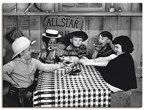 ARTLAND Wanddeko Leinwand Bilder Wandbild 60 x 45 cm Film TV Kino Gang Gruppe Kinder Die kleinen Strolche 1935 Vintage Schwarz Weiß Filme T0HN