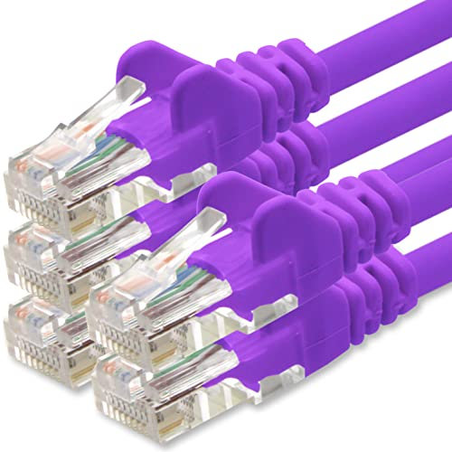 1aTTack.de 3 metri Cavo di Rete viola - 5x - Cat.6 Ethernet Gigabit Lan RJ45 10 100 1000 Mbit s - Cavo Patch UTP compatibile con Cat.5 Cat.5e Cat.7 Cat.8 - viola - 5x - 3 metri