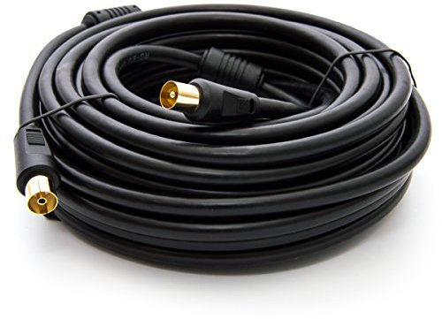 15m PremiumX Câble d'antenne TV BASIC-LINE SAT Câble de connexion F Câble coaxial avec filtre de courant gainé HDTV 4K – noir