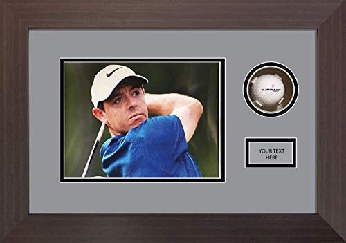 Kwik Picture Framing Ltd Signed golf ball display case Grey Mount - Mahagony Frame
