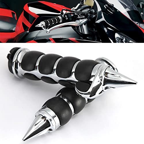 OXMART 1 inch Universal Motorcycle Hand Grips,Chrome Handlebar Grips with Throttle Assist, Fit for Harley Davidson Sportster Honda Suzuki Yamaha Kawasaki Bobber Motor Bikes Choppers