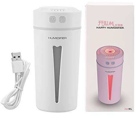 Portátil USB Mini Humidificador Cool Mist Difusor Ultrasónico Con Luz Led para Coche de Viaje Oficina Escritorio Dormitorio Dormitorio Yoga(Blanco)