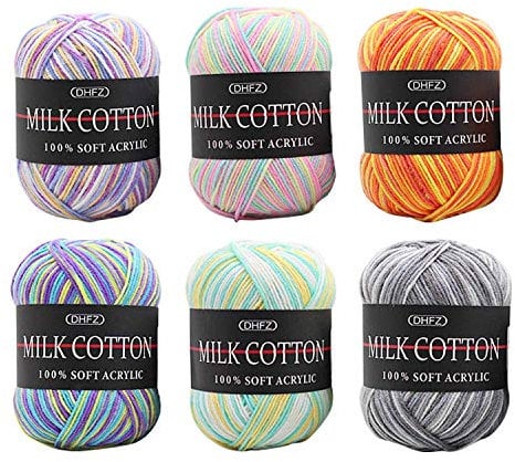 6 Rolls Assorted Colors Smooth Soft Milk Cotton Yarn DIY Hand Knitting Baby Wool Craft Shawl Scarf Crochet Thread Supplies