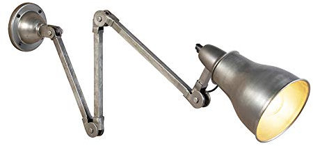 Qazqa - Industrie I Vintage I Industrie I Vintage I Wandleuchte grau verstellbar - Mersey I Wohnzimmer I Schlafzimmer - Stahl Länglich - LED geeignet E27