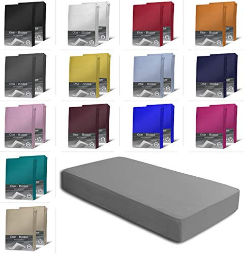 2er Set Jersey Spannbettlaken Spannbetttücher Bettlaken Spannbetttuch weiche Baumwolle mit Rundumgummizug, Farbe: Grau, Maße: 2er Pack 140-160 x 200 cm Topper