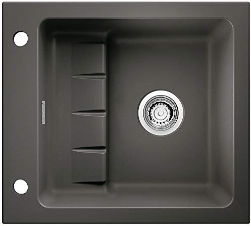 NABER 1091012 Einbauspüle flächenbündig PickUP F mit Premium-Drehexzentergarnitur, ab 600 mm Schrankbreite, Keramik, Schiefer