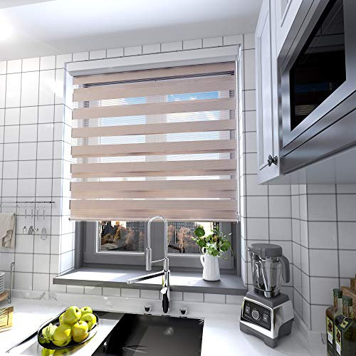 interGo Doppelrollo Klemmfix Ohne Bohren, B80cm x H150cm Duo Rollo mit Aluminium Kassette, Seitenzugrollo Easyfix für Fenster & Türen - Taupe