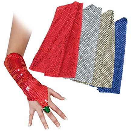 Pailletten-Handschuhe, sortierte Farben, Fasching, Karneval, Mottoparty (rot)