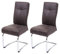 Mendler 2er-Set Esszimmerstuhl HWC-G56, Küchenstuhl Freischwinger Stuhl, Textil Wildleder-Optik - grau